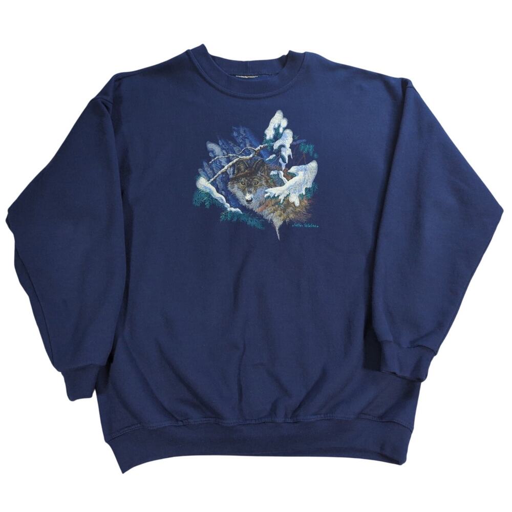 VTG Northern Reflections Sweatshirt XL Wolf Graphic Nature Wildlife Crewneck
